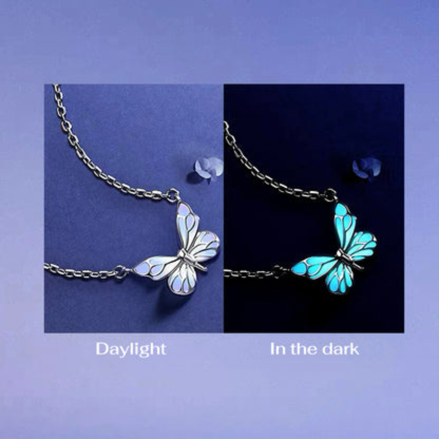 Luminous Dream Blue Butterfly Necklace