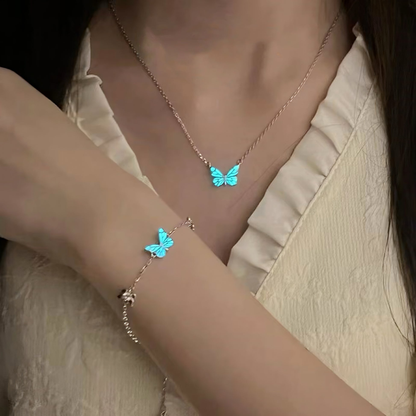 Luminous Dream Blue Butterfly Necklace