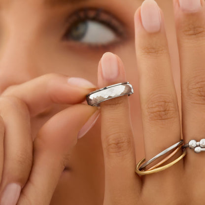 Minimal Pattern Anxiety Ring