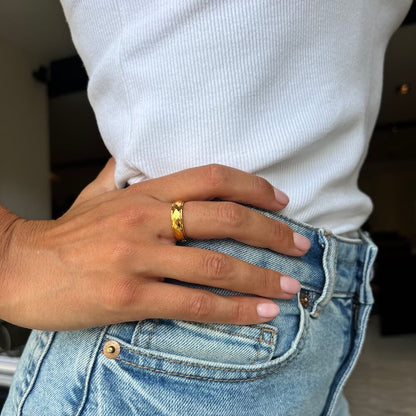 Minimal Pattern Anxiety Ring