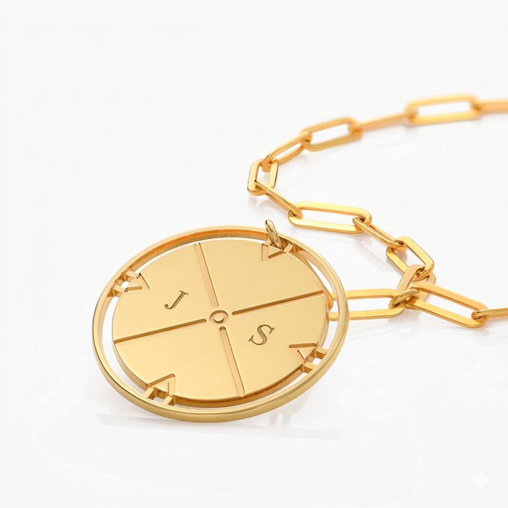 Engraved Compass Necklace