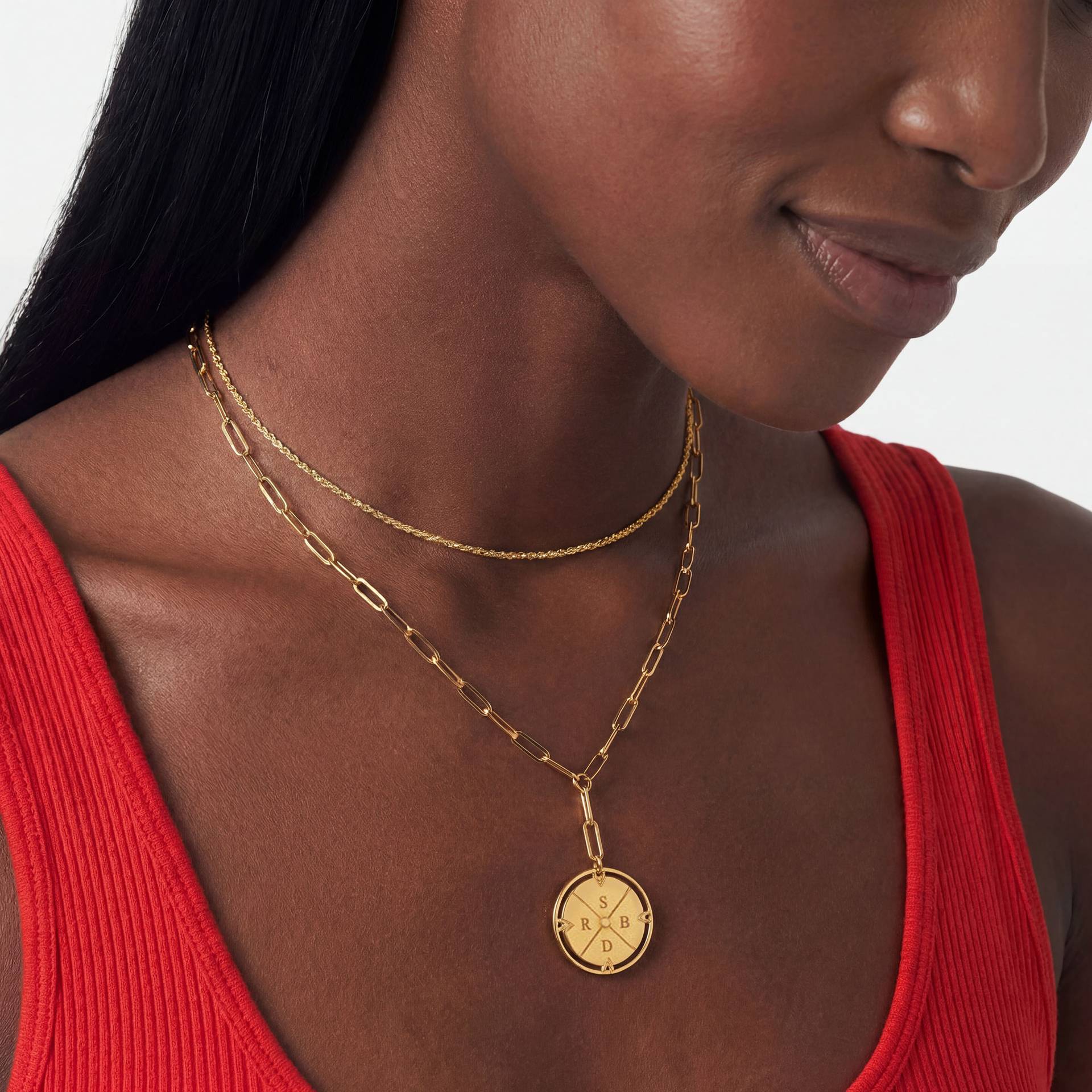 Engraved Compass Necklace