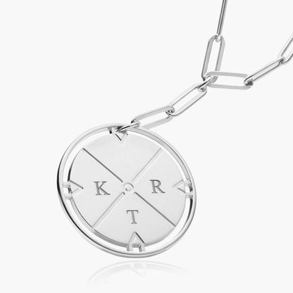 Engraved Compass Necklace