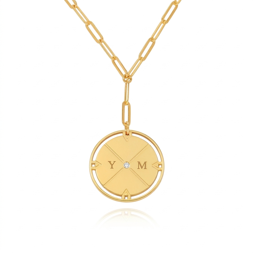 Engraved Compass Necklace