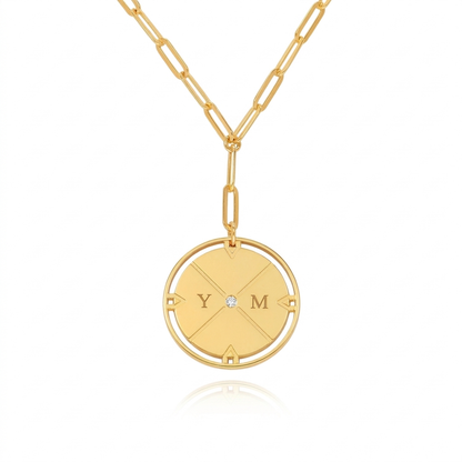 Engraved Compass Necklace