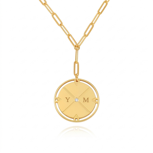 Engraved Compass Necklace