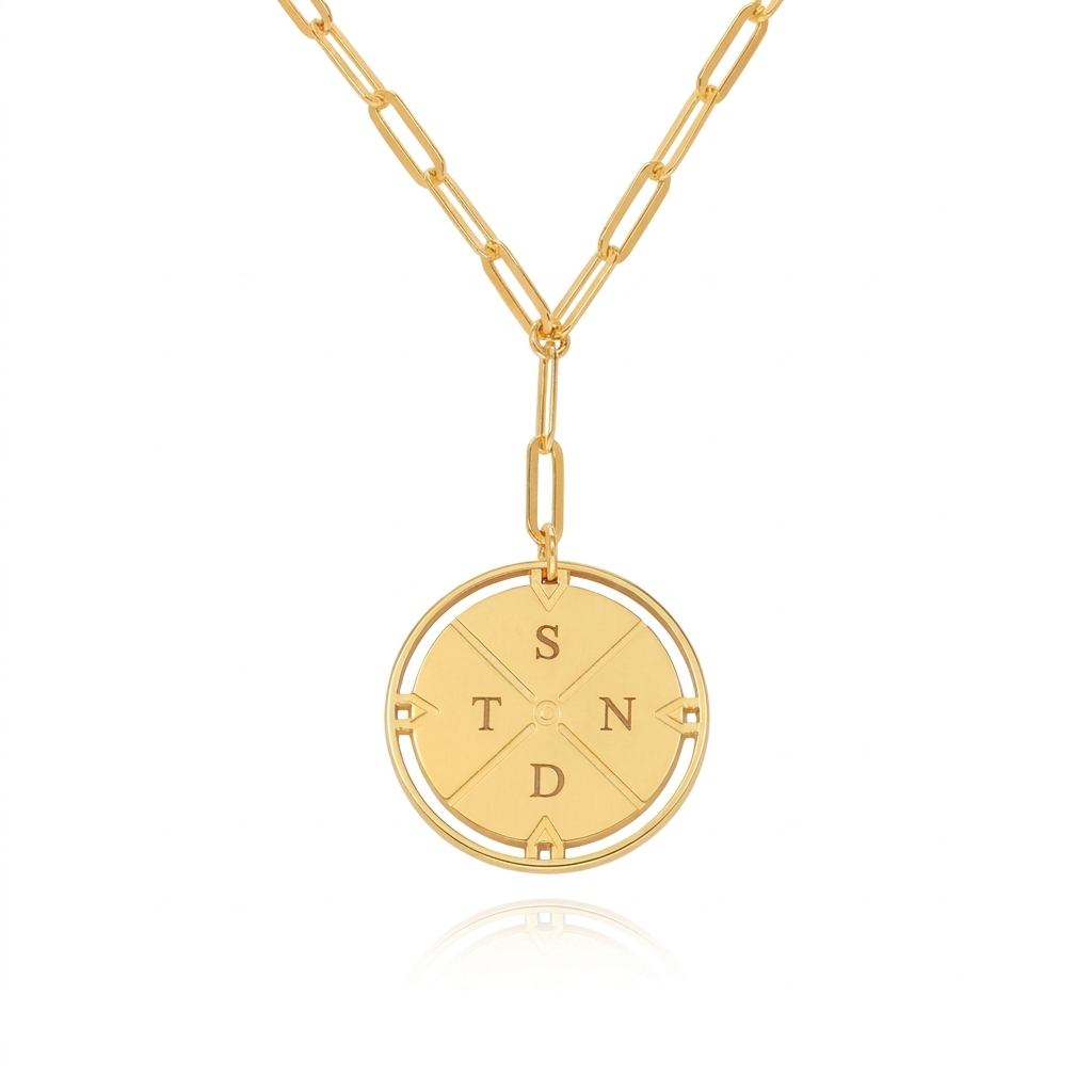 Engraved Compass Necklace